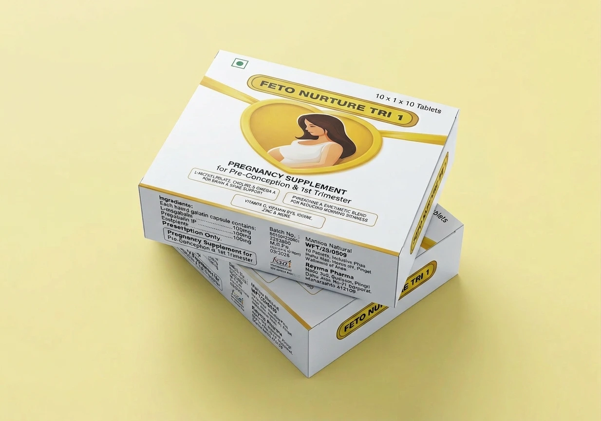 Box photo of FETO NURTURE TRI 1 showing the carton pack design.