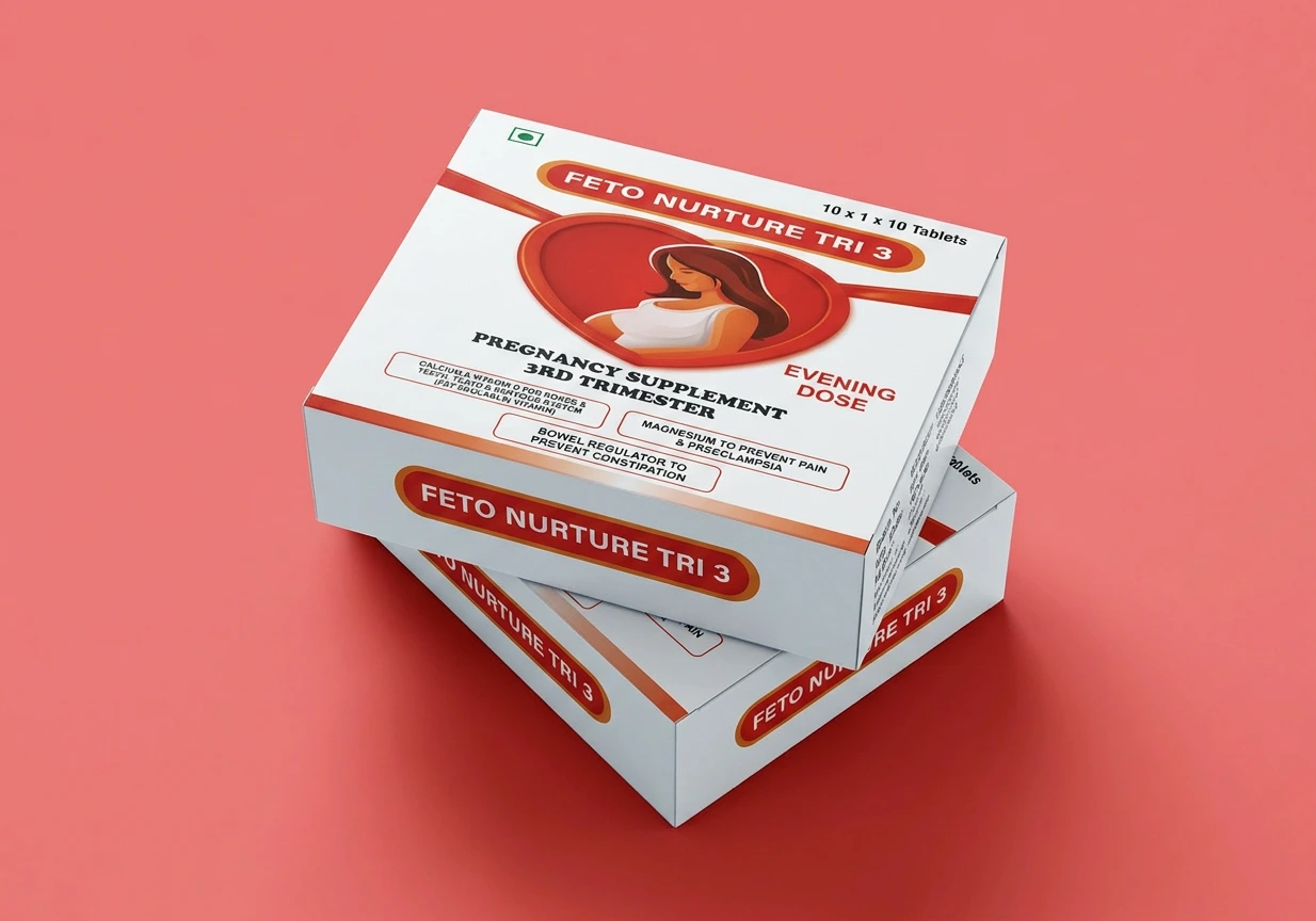 Box photo of FETO NURTURE TRI 3 showing the carton pack design.