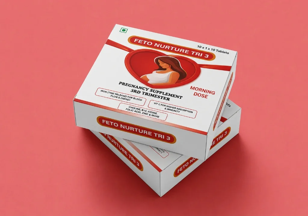Box photo of FETO NURTURE TRI 3 showing the carton pack design.
